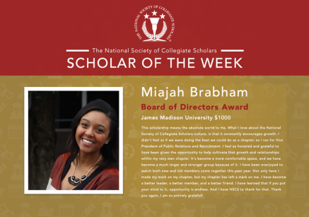 Congratulations to our Scholar of the Week, Miajah!!!!