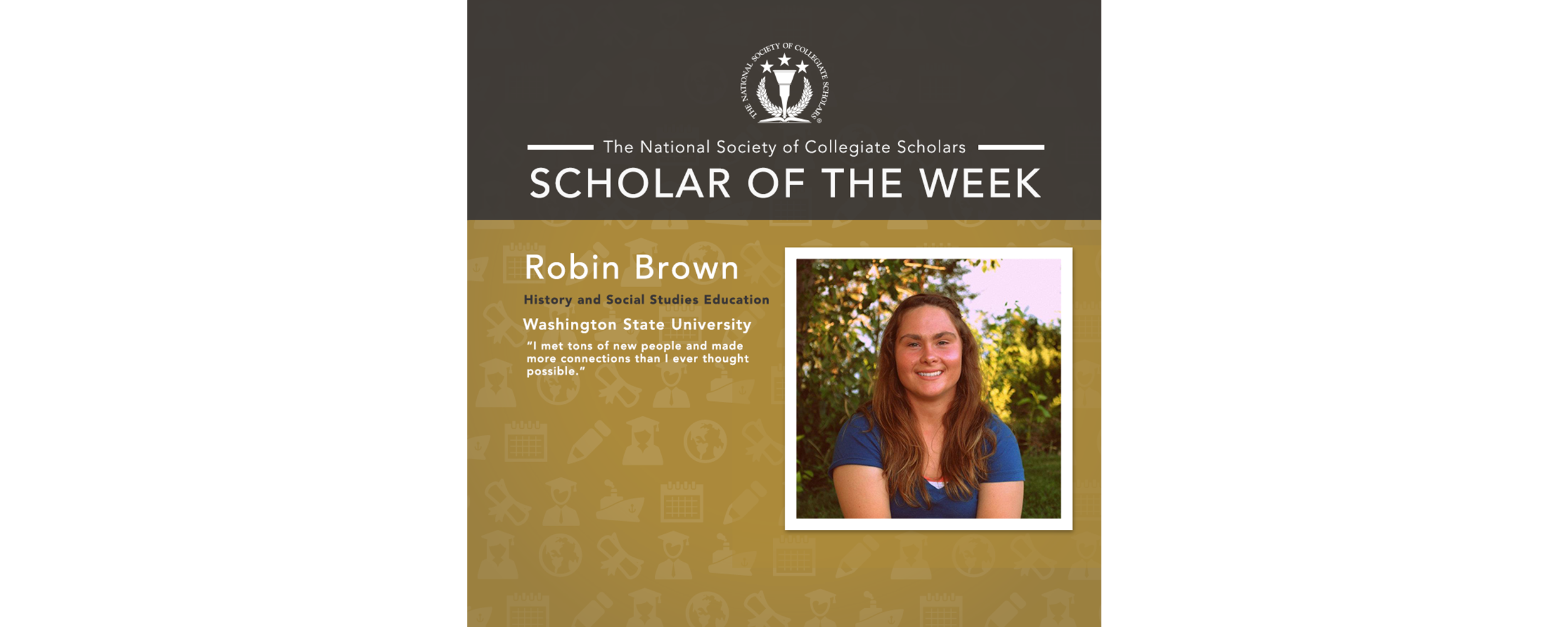 Scholar of the Week: Robin Brown